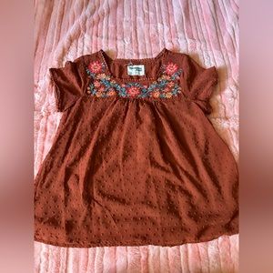 Rust Embroidered Blouse